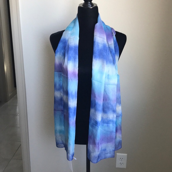 Galitzine Blue/Purple Ombre TieDyeDesign Scarf - Picture 2 of 7